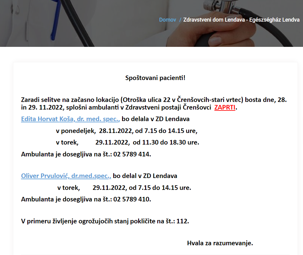 ZDRAVSTVENA AMBULANTA